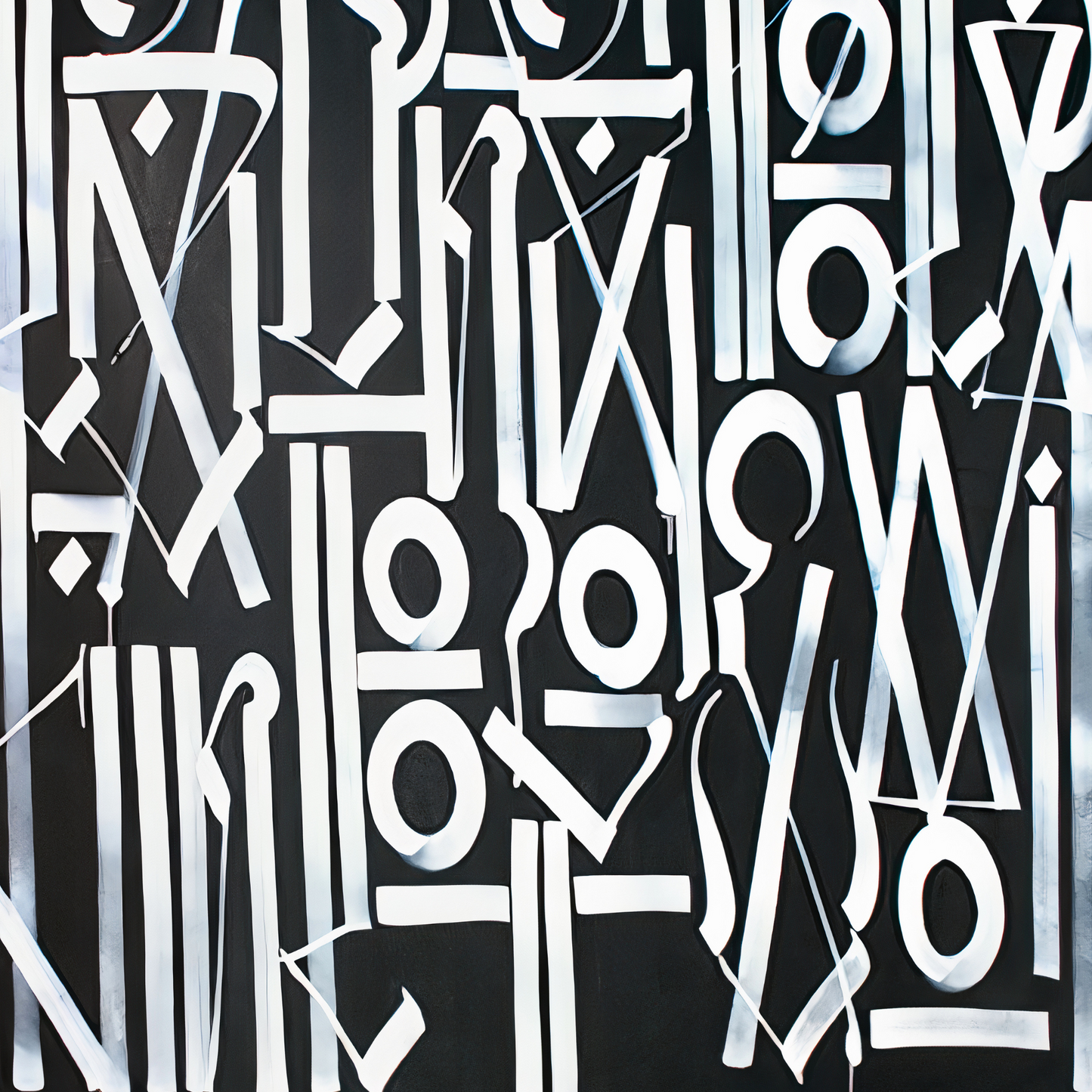 Black & White RETNA-Style Script Painting – Hand-Painted Canvas