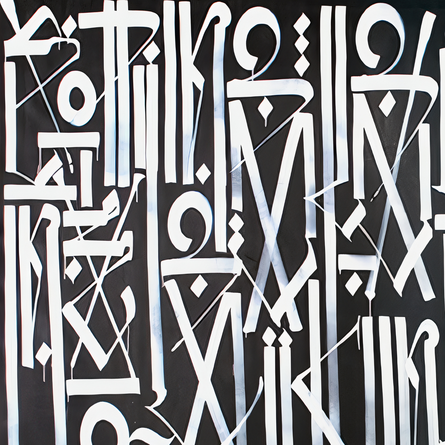 Black & White RETNA-Style Script Painting – Hand-Painted Canvas