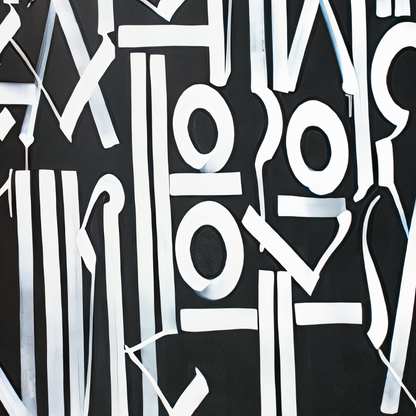 Black & White Abstract Script Painting – Hand-Painted Urban Canvas