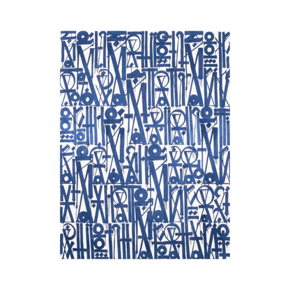 Blue & White Abstract Calligraphy Canvas – Hand-Painted Wall Art
