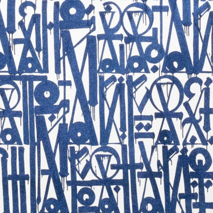 Blue & White Abstract Calligraphy Canvas – Hand-Painted Wall Art