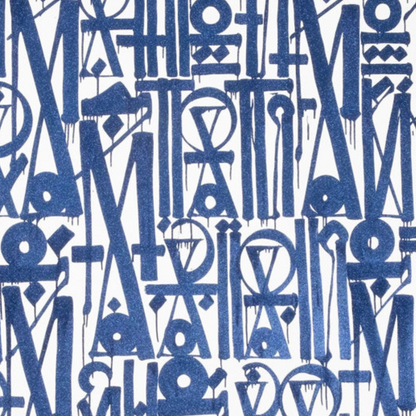 Blue & White Abstract Calligraphy Canvas – Hand-Painted Wall Art