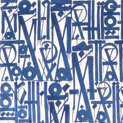 Blue & White Abstract Calligraphy Canvas – Hand-Painted Wall Art