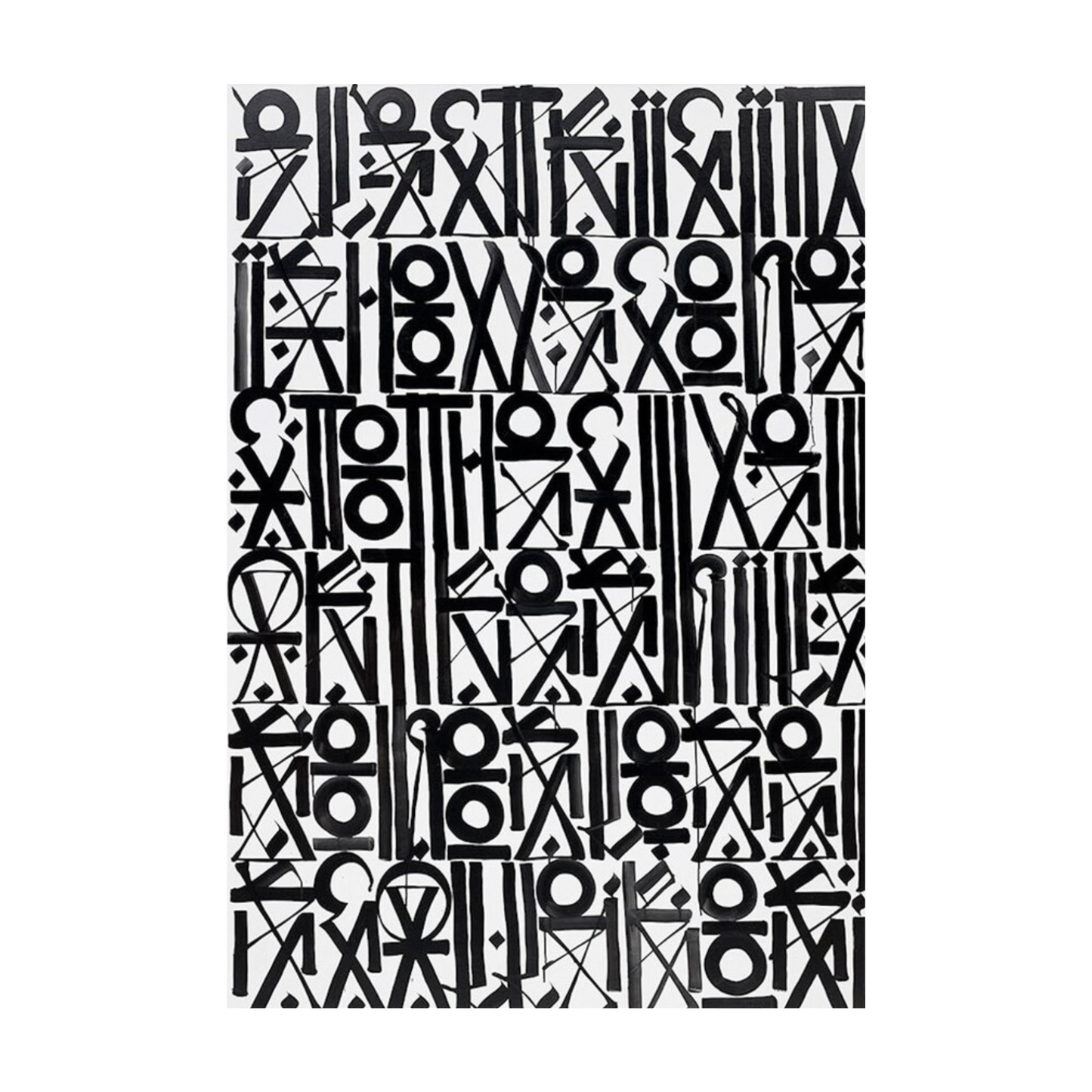 Black & White RETNA-Style Abstract Canvas – Contemporary Calligraphy Wall Art