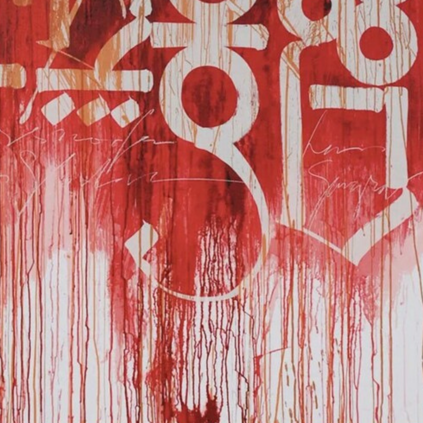 RETNA Style Red & White Graffiti Abstract – Hand-Painted Urban Wall Art