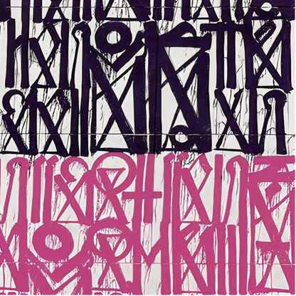 Purple & Pink Abstract Calligraphy Painting – Hand-Painted Urban Wall Art