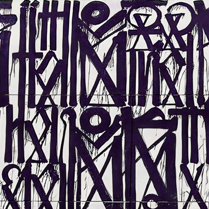 Purple & Pink Abstract Calligraphy Painting – Hand-Painted Urban Wall Art