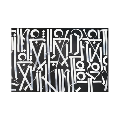 White on Black Abstract Calligraphic Graffiti Wall Art