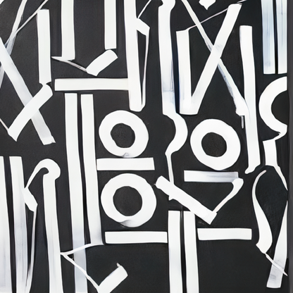 White on Black Abstract Calligraphic Graffiti Wall Art