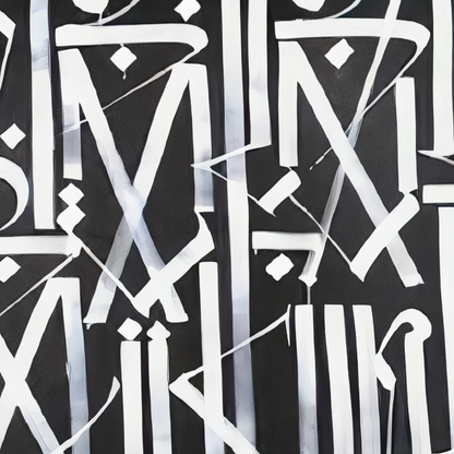 White on Black Abstract Calligraphic Graffiti Wall Art
