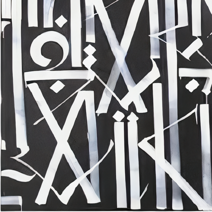 White on Black Abstract Calligraphic Graffiti Wall Art