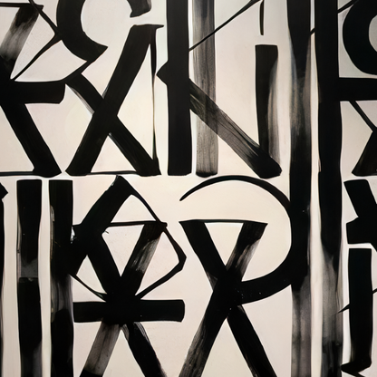 Black & White Abstract Calligraphic Graffiti Painting