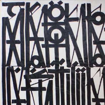 Square Black & White Abstract Calligraphic Canvas – Hand-Painted Wall Art