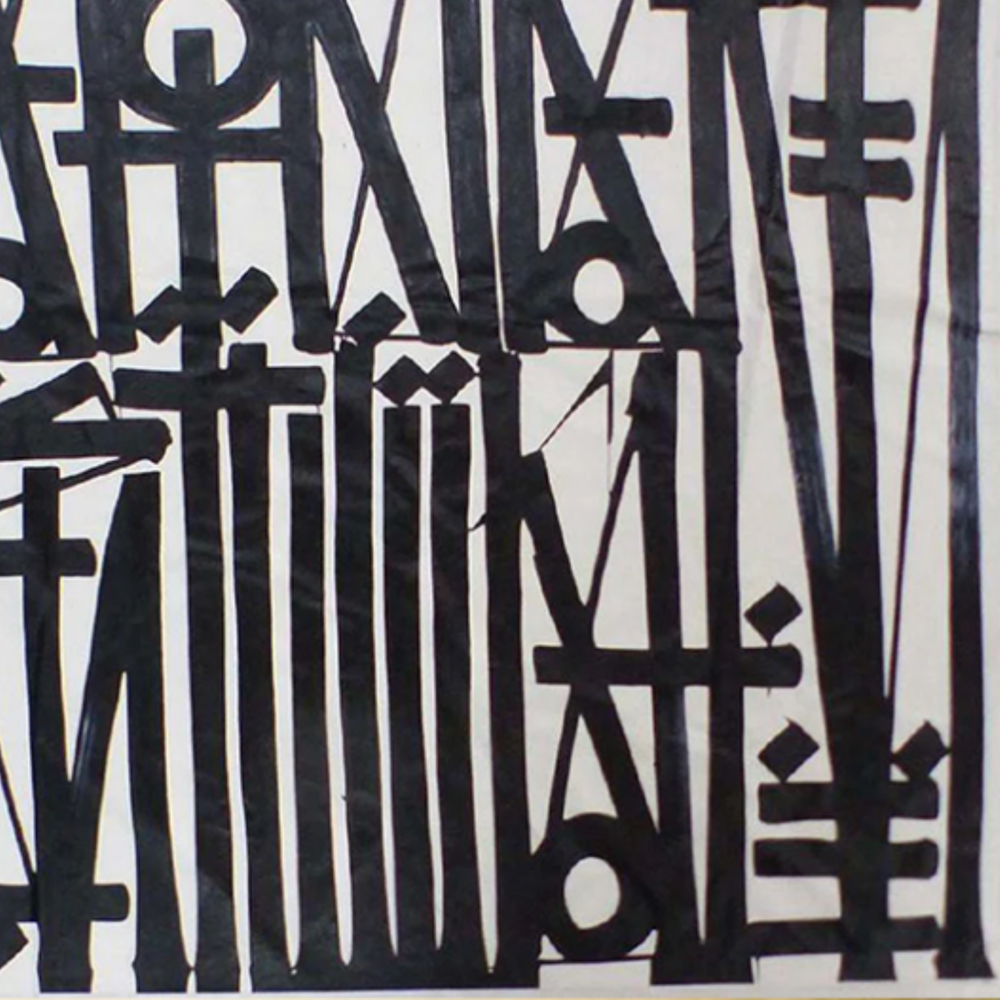 Square Black & White Retna-Inspired Calligraffiti Art – Hand-Painted Canvas
