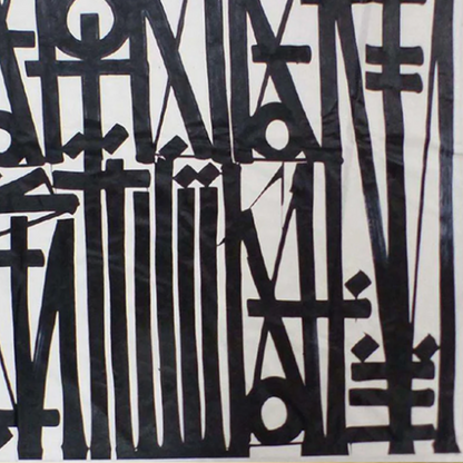 Square Black & White Abstract Calligraphic Canvas – Hand-Painted Wall Art