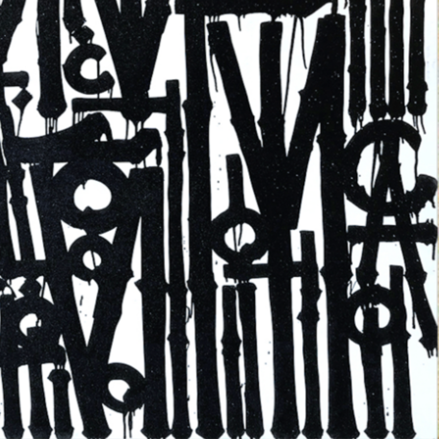Graffiti White & Black Retna Replica Square Painting – Hand-Painted Urban Calligraffiti Art