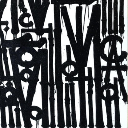 Square Black & White Abstract Calligraphic Graffiti – Hand-Painted Urban Canvas