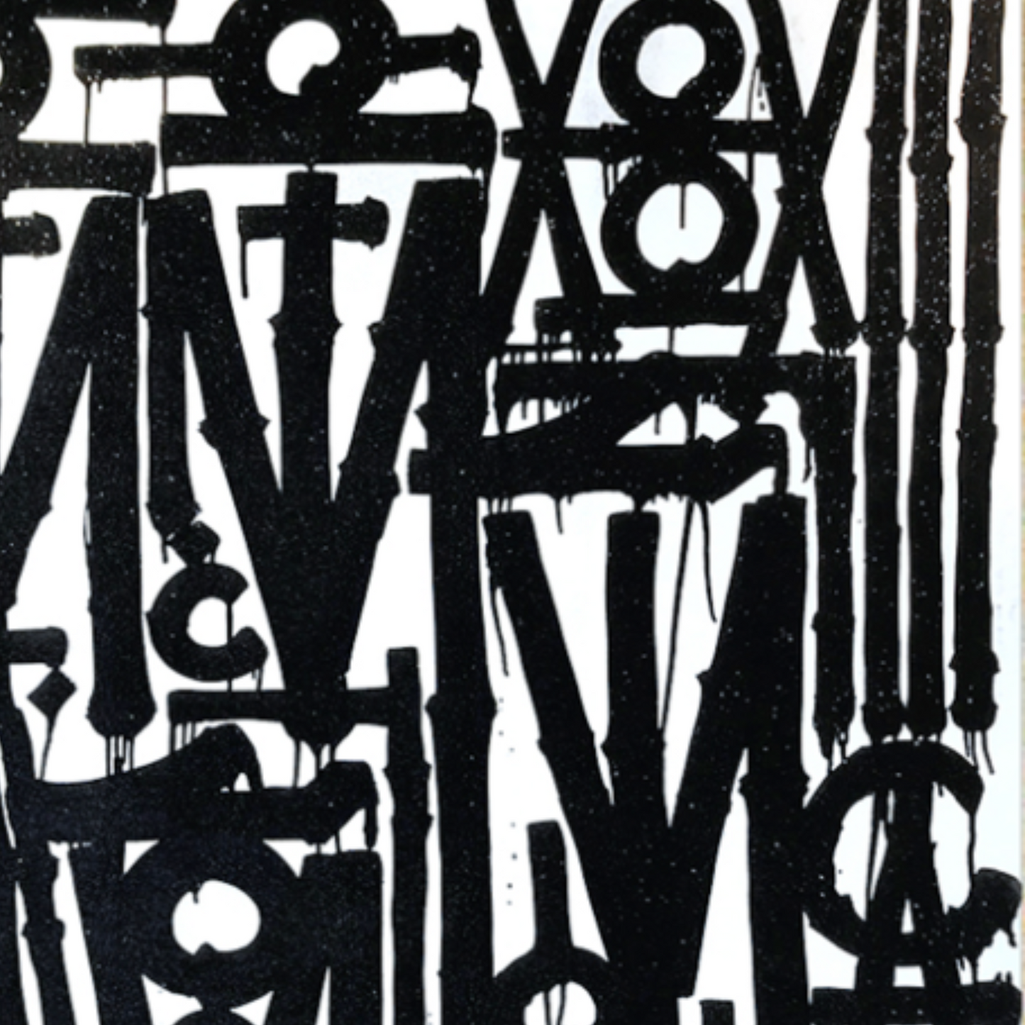 Graffiti White & Black Retna Replica Square Painting – Hand-Painted Urban Calligraffiti Art