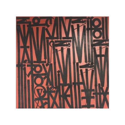 Square Black & Red Abstract Calligraphic Pop Art Painting on Canvas