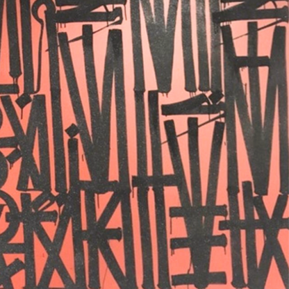 Square Black & Red Abstract Calligraphic Pop Art Painting on Canvas