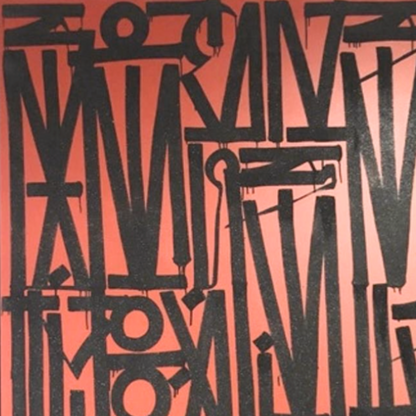 Square Black & Red Abstract Calligraphic Pop Art Painting on Canvas