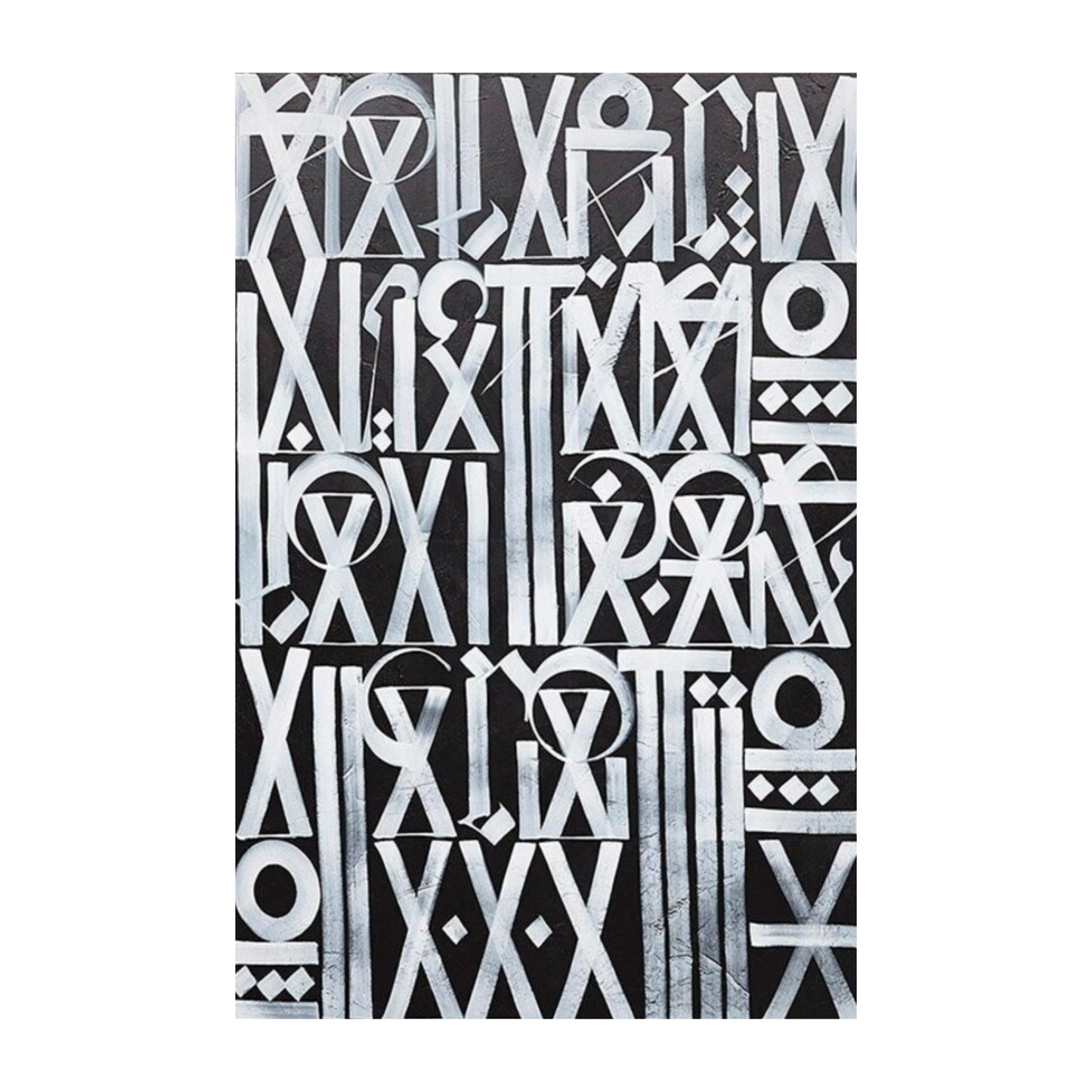 RETNA-Inspired Black & White Abstract Painting – Modern Hand-Painted Calligraphy Art