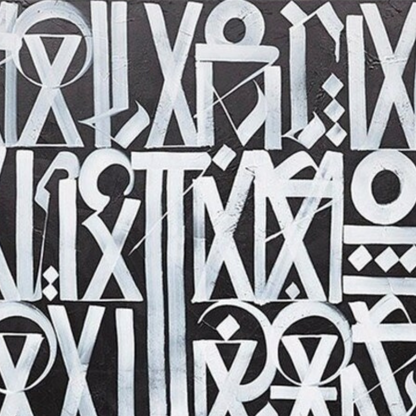 Black & White Abstract Calligraphy Painting – Hand-Painted Modern Wall Art