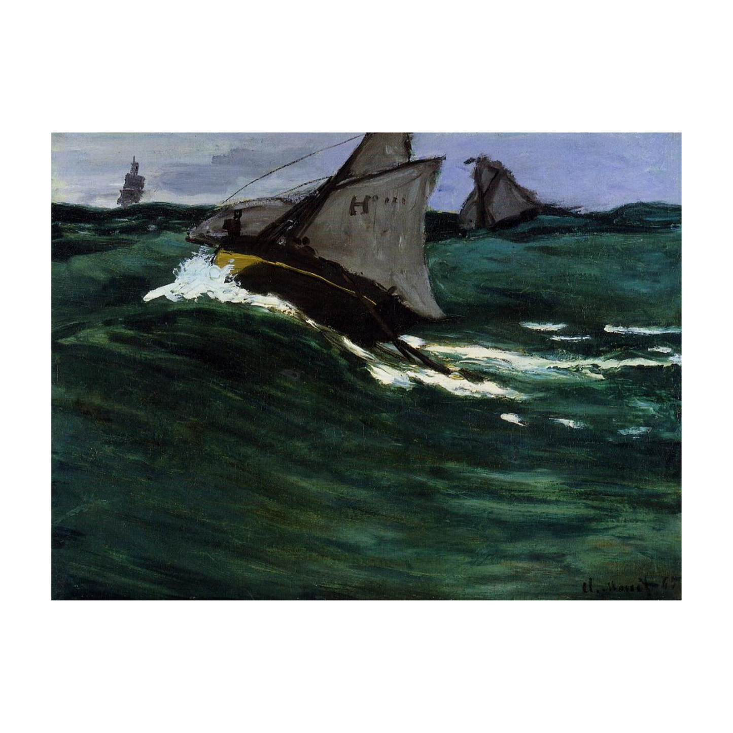 Monet Reproduction Fishing Boats at Sea – Hand-Painted Impressionist Seascape