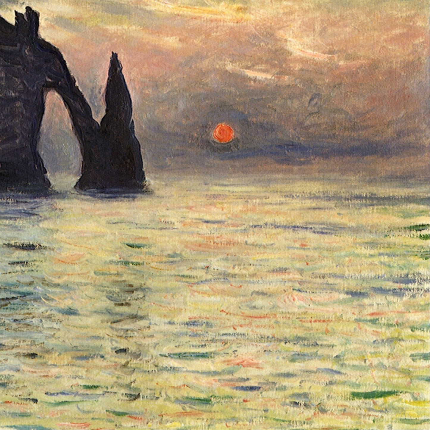 Monet Reproduction The Cliff Étretat Sunset – Hand-Painted Impressionist Seascape