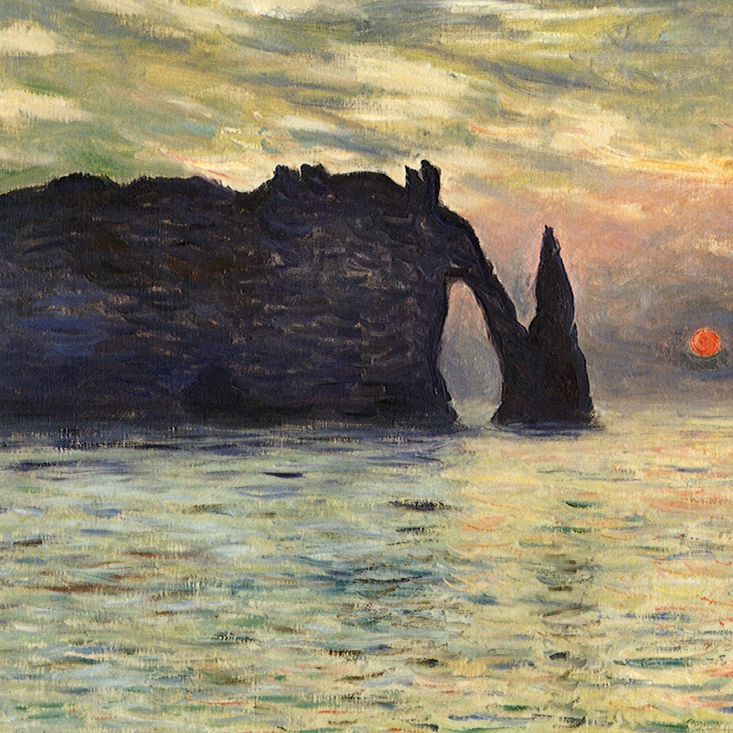 Monet Reproduction The Cliff Étretat Sunset – Hand-Painted Impressionist Seascape