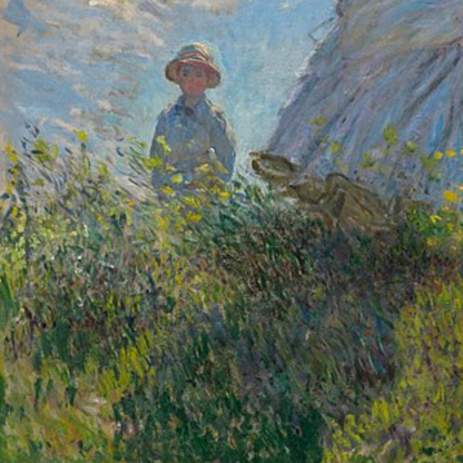Monet Reproduction Woman with a Parasol – Hand-Painted Impressionist Canvas