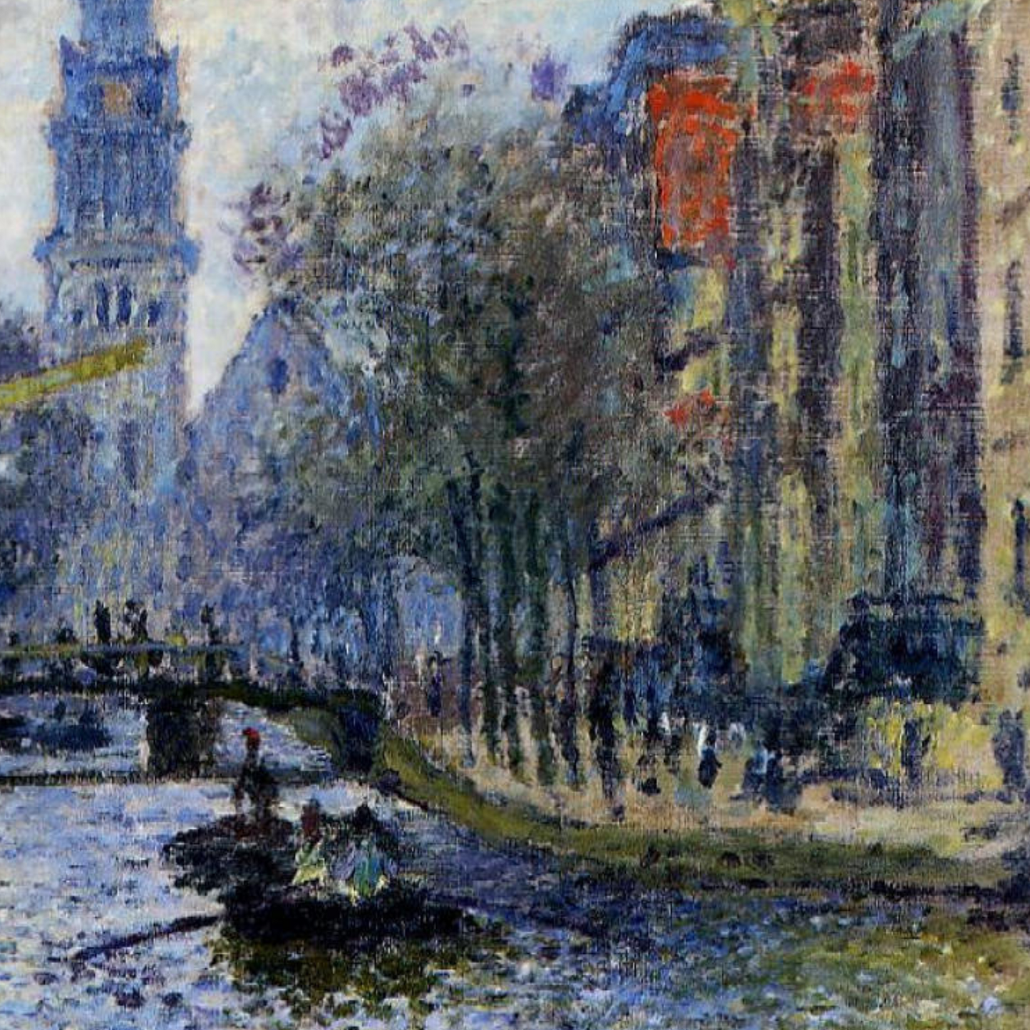 Monet Reproduction Amsterdam Canal Scene – Hand-Painted Impressionist Art