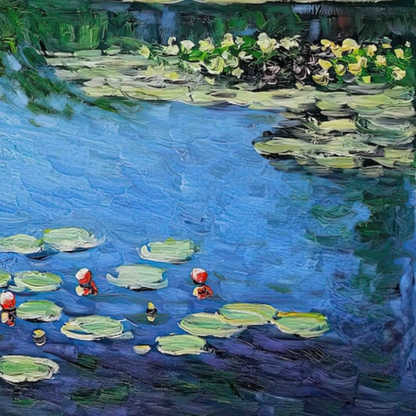Monet Reproduction Water Lilies – Hand-Painted Textured Canvas