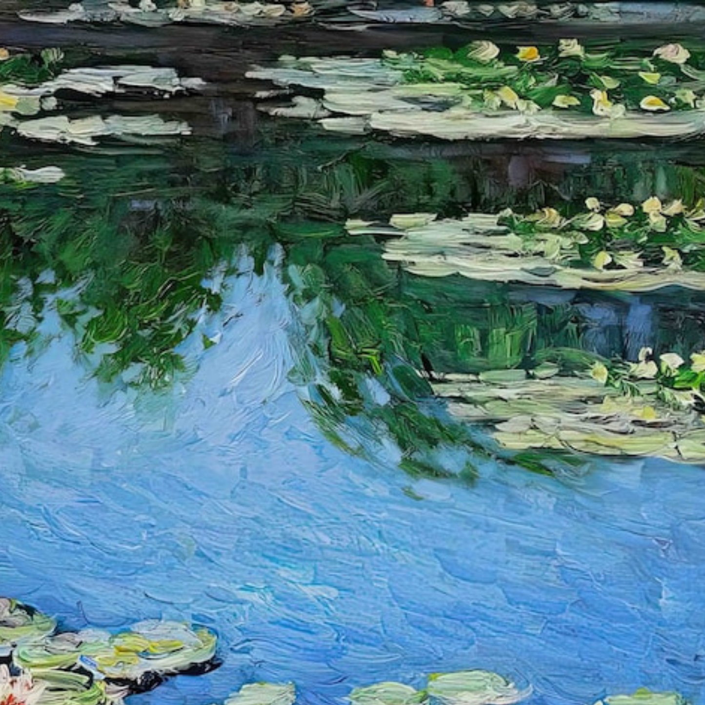 Monet Reproduction Water Lilies – Hand-Painted Textured Canvas