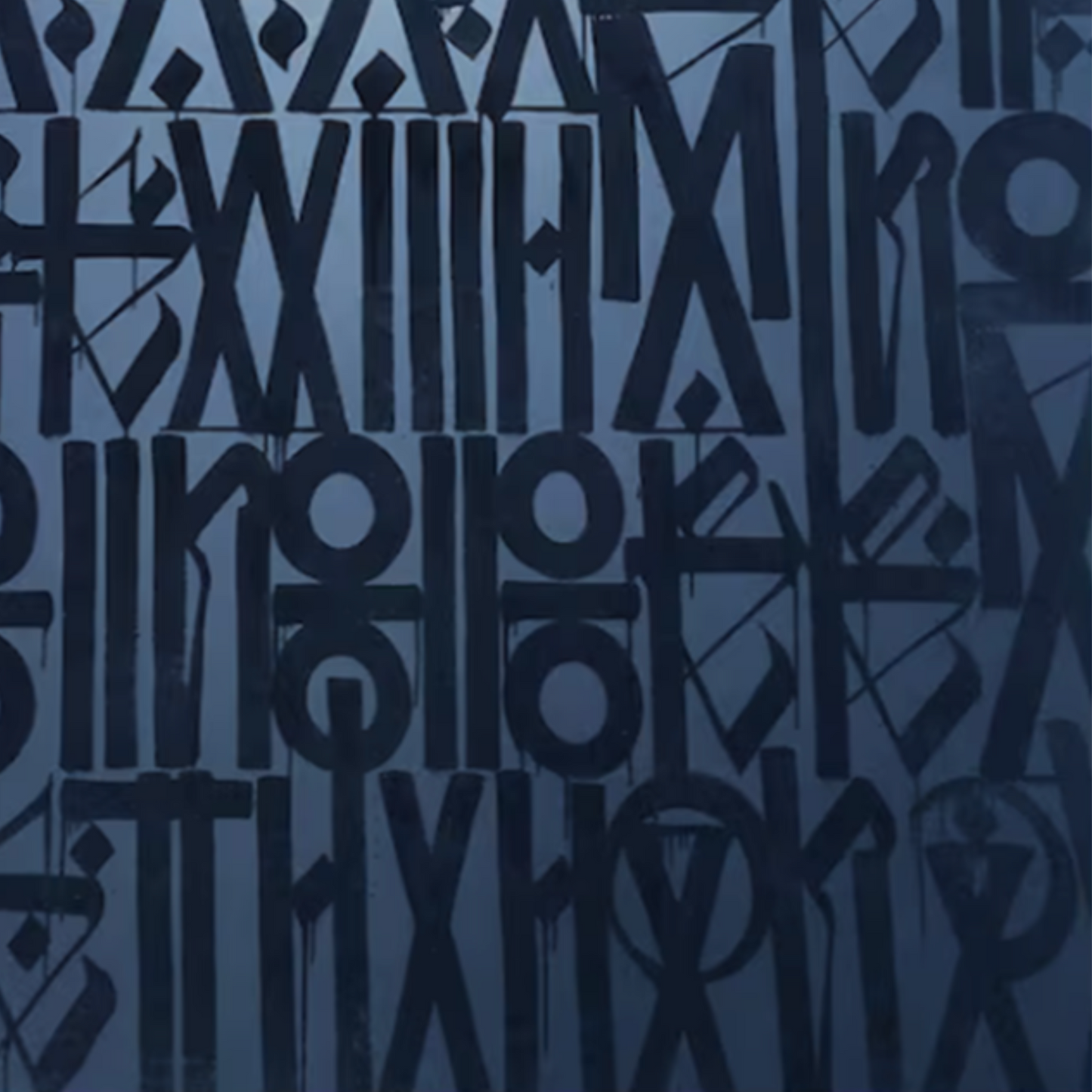 Blue RETNA-Inspired Graffiti Canvas – Hand-Painted Abstract Wall Art for Modern Interiors