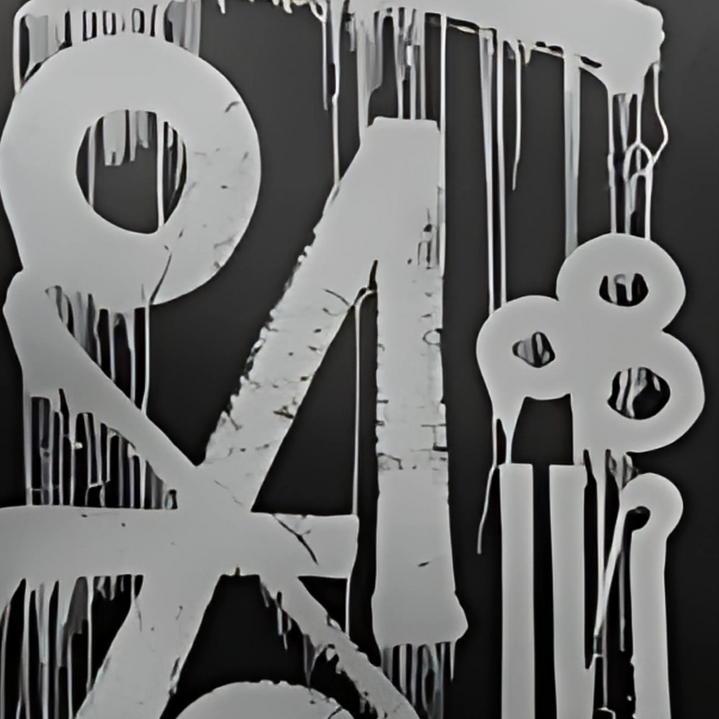 RETNA-Inspired Drip Calligraphy – Black & Silver Abstract Painting