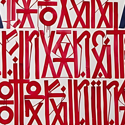 Red & Navy Calligraffiti Canvas – Hand-Painted Abstract Wall Art