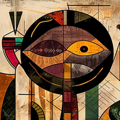 African-Inspired Geometric Eye – Hand-Painted Abstract Art