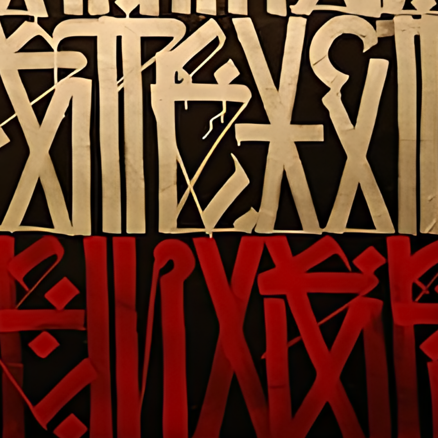 RETNA-Inspired Gold, Black & Red Calligraffiti – Hand-Painted Canvas