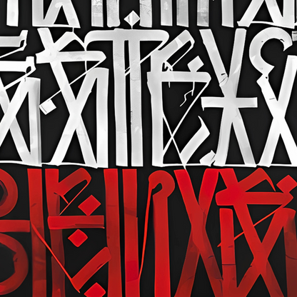 Black, White & Red Calligraffiti Abstract Canvas – Hand-Painted Wall Art