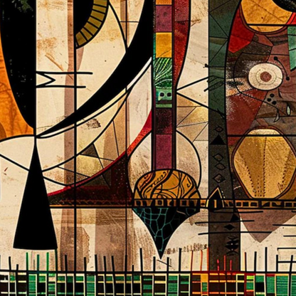 African-Inspired Geometric Eye – Hand-Painted Abstract Art