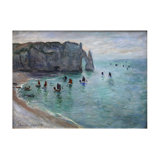 Monet Reproduction – Fishing Boats at Étretat | Hand-Painted Impressionist Seascape
