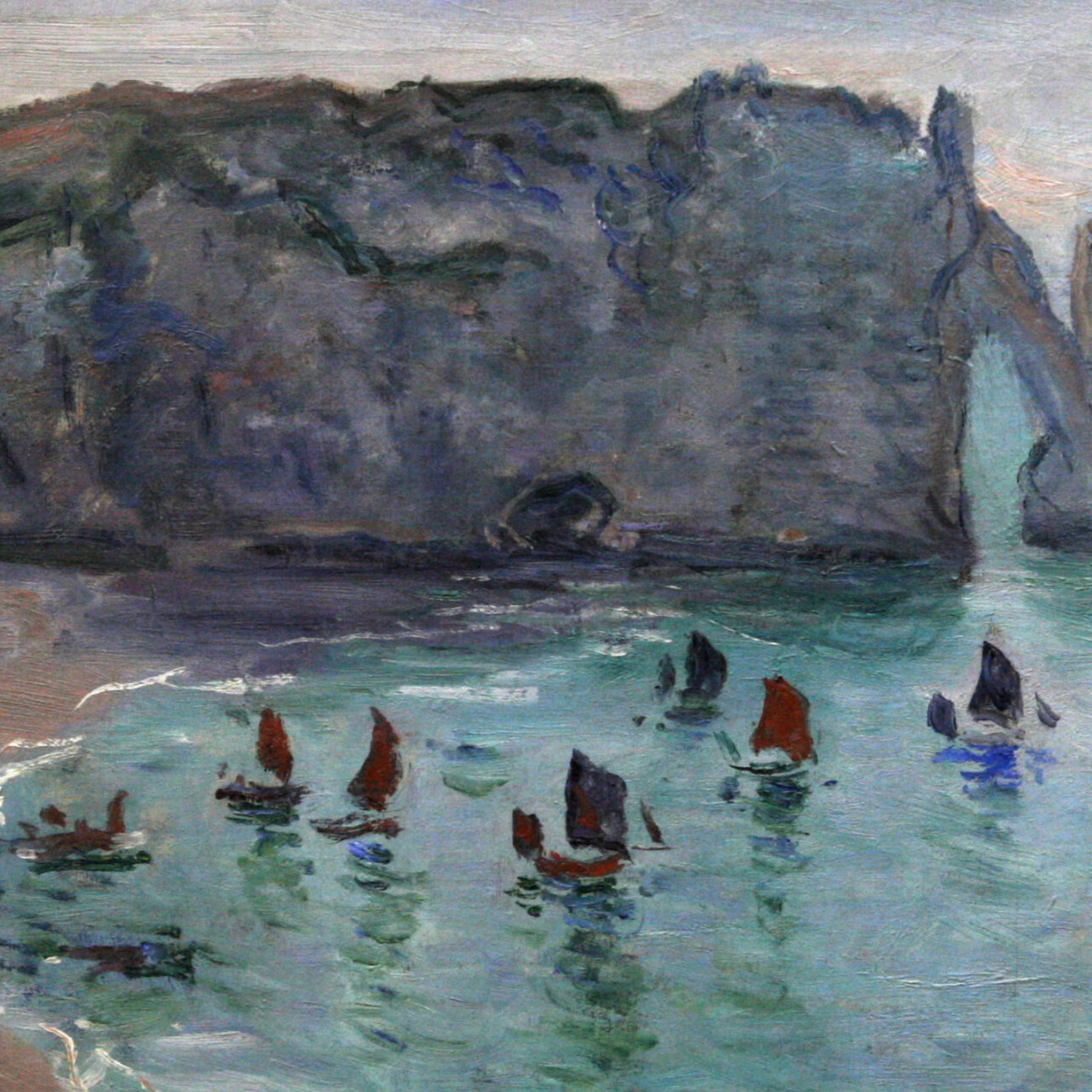 Monet Reproduction – Fishing Boats at Étretat | Hand-Painted Impressionist Seascape