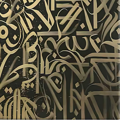 Gold & Black Persian Calligraphy Painting – Hand-Painted Modern Wall Art