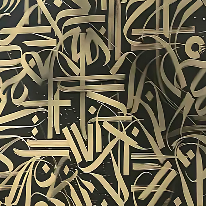 Gold & Black Persian Calligraphy Painting – Hand-Painted Modern Wall Art