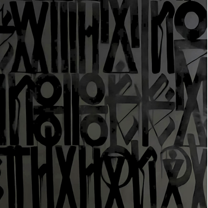 Black on Charcoal Calligraffiti Canvas – Hand-Painted Abstract Art