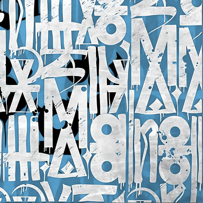 Blue & White Calligraffiti Canvas – Hand-Painted Urban Wall Art