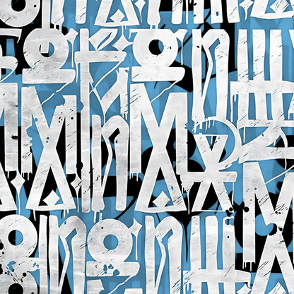 Blue & White Calligraffiti Canvas – Hand-Painted Urban Wall Art