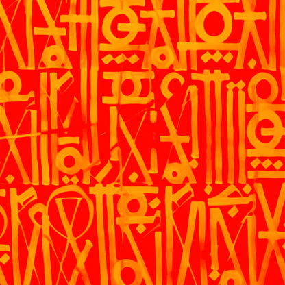 Dipinto su tela in stile Calligraffiti Retna rosso vivo