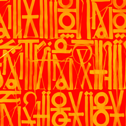 Dipinto su tela in stile Calligraffiti Retna rosso vivo
